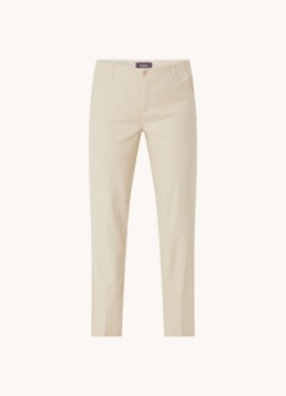 NYDJ Dames Marilyn high waist straight fit broek in linnenblend met steekzakken in de kleur Beige