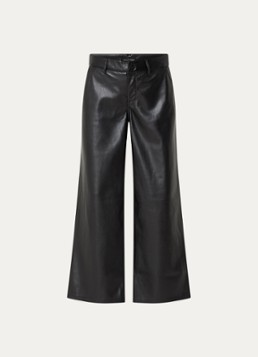 NYDJ Dames High waist wide fit broek van imitatieleer in de kleur Zwart