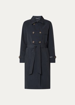 Ilse Jacobsen Dames Rainvision double-breasted trenchcoat met steekzakken en strikceintuur in de kleur Donkerblauw