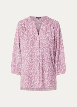 NYDJ Dames Pintuck blouse met V-hals en print in de kleur Oudroze