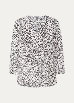 NYDJ Dames Pintuck blouse met V-hals en print in de kleur Paars