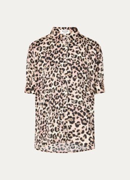 BLLMR Dames Marina blouse met panterprint in de kleur Lichtbruin