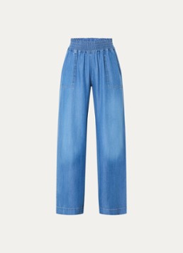 BLLMR Dames Stella high waist wide fit broek van chambray in de kleur Blauw
