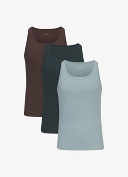 SKIMS Heren Skims Cotton tanktop met ribstructuur in 3-pack in de kleur Verdant, maat: M