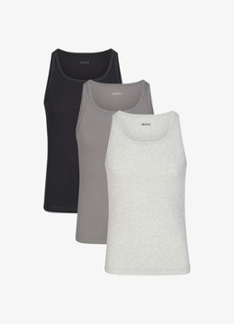 SKIMS Heren Skims Cotton tanktop met ribstructuur in 3-pack in de kleur Blauw, maat: S