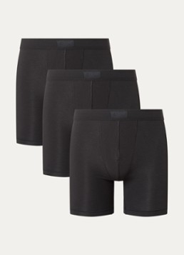 SKIMS Heren Skims Cotton 5" boxershorts in 3-pack in de kleur Zwart, maat: M