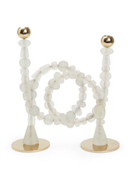 POLSPOTTEN Beads kandelaar 38 cm Gebroken wit - Deal