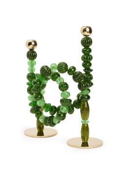 POLSPOTTEN Beads kandelaar 38 cm Donkergroen - Deal