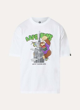 Aape Heren T-shirt met print in de kleur Wit, maat: S