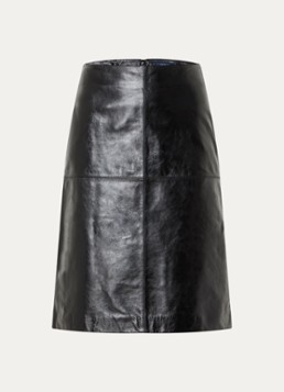 Soeur Dames Gwen midi rok van lamsleer in de kleur Zwart, maat: 36