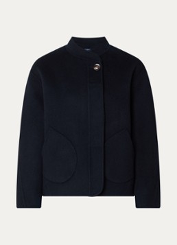 Soeur Dames Windsor jack in wolblend met opgestikte zakken in de kleur Donkerblauw, maat: L