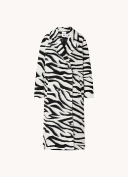 Chi Chi London Dames Double-breasted mantel in wolblend met zebraprint in de kleur Zwart