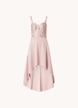 Chi Chi London Dames Hem midi jurk met details van kant in de kleur Oudroze