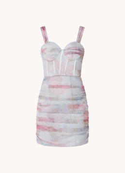 Chi Chi London Dames Mini jurk met met bloemenprint en plooidetail in de kleur Lichtblauw