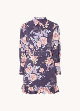 Chi Chi London Dames Mini blousejurk met bloemenprint en ceintuur in de kleur Violet