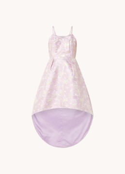 Chi Chi London Dames Midi jurk met asymmetrische zoom en jacquard dessin in de kleur Lila