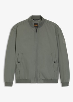 BOSS Heren Bomber jack met logo in de kleur Grijs