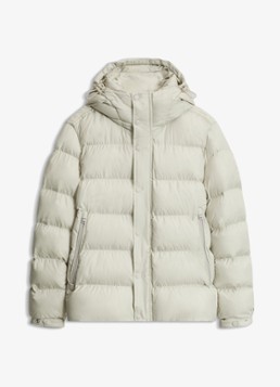 BOSS Heren Pufferjack met capuchon en waterafstotende coating in de kleur Light Beige-271