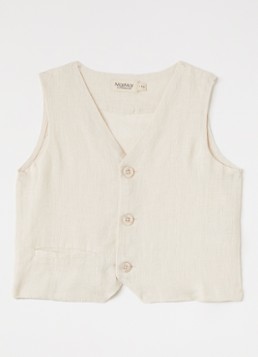 MarMar COPENHAGEN Jongens Jalfa gilet van linnen in de kleur Beige, maat: 2-3Y|92/98