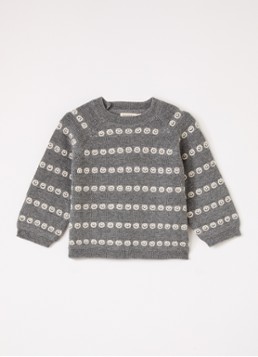 MarMar COPENHAGEN Meisjes Torin grofgebreide trui in merino wolblend in de kleur Lichtgrijs, maat: 98