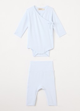 MarMar COPENHAGEN Jongens Set van romper met legging in katoenblend in giftbox 2-delig in de kleur Lichtblauw, maat: 62