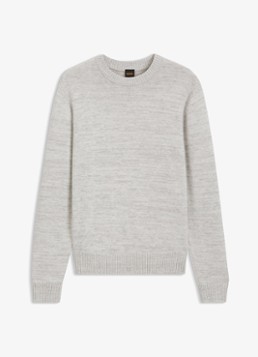 BOSS Heren Fijngebreide trui met gemêleerd dessin in de kleur Open Grey-086 / Grijs