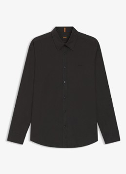BOSS Heren Regular-fit overhemd van katoenen popeline in de kleur Zwart