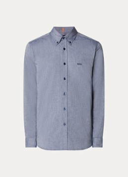 BOSS Heren Rickert regular fit overhemd van katoen in de kleur Indigo