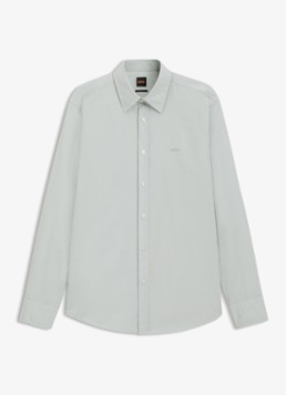 BOSS Heren Regular-fit overhemd van katoenen popeline in de kleur Silver-043