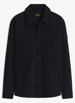 BOSS Heren Overshirt met borstzak en logopatch in de kleur Blauw