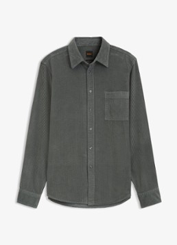 BOSS Heren Regular fit overhemd van corduroy in de kleur Open Green-377 / Groen