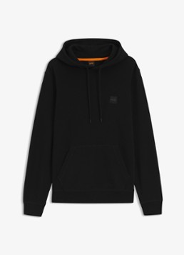 BOSS Heren Hoodie van katoenen sweatstof met logopatch in de kleur Zwart