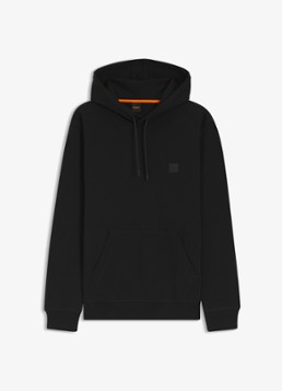 BOSS Heren Hoodie van katoenen sweatstof met logopatch in de kleur Zwart