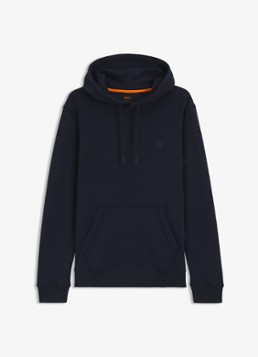 BOSS Heren Hoodie van katoenen sweatstof met logopatch in de kleur Donkerblauw