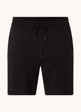 BOSS Heren Short van katoenen sweatstof met logopatch in de kleur Black-001 / Zwart