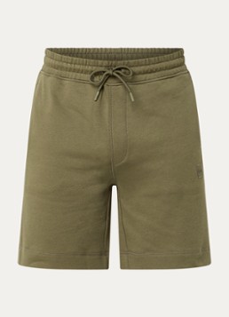 BOSS Heren Straight fit korte broek van sweatstof met logopatch in de kleur Open Green-342 / Groen