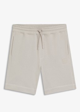 BOSS Heren Short van katoenen sweatstof met logopatch in de kleur Open Grey-076 / Grijs