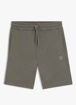 BOSS Heren Short van katoenen sweatstof met logopatch in de kleur Open Grey-076 / Grijs