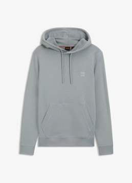 BOSS Heren Hoodie van katoenen sweatstof met logopatch in de kleur Open Grey-084 / Grijs