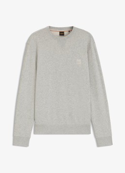 BOSS Heren Westart sweater met logo in de kleur Open Grey-086 / Grijs