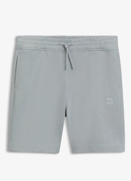 BOSS Heren Straight fit korte broek van sweatstof met logopatch in de kleur Open Grey-084 / Grijs