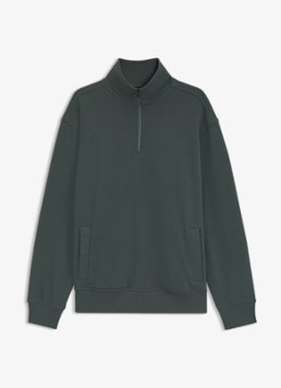 BOSS Heren Fijngebreide sweater met halve rits in de kleur Donkergroen
