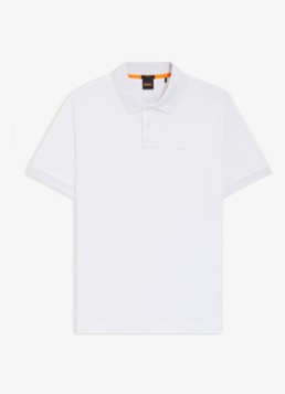 BOSS Heren Slim-fit polo van stretchkatoen met logopatch in de kleur Wit