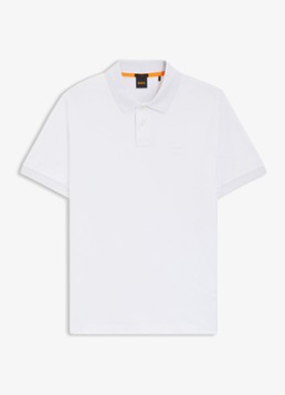 BOSS Heren Slim-fit polo van stretchkatoen met logopatch in de kleur Wit
