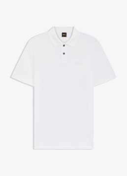 BOSS Heren Prime regular fit polo van piqué katoen met logo in de kleur White-100 / Wit