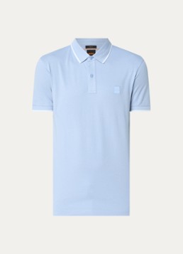 BOSS Heren Passertip slim fit polo van piqué katoen met logo in de kleur Lichtblauw