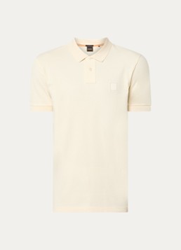 BOSS Heren Slim-fit polo van stretchkatoen met logopatch in de kleur Vanillegeel