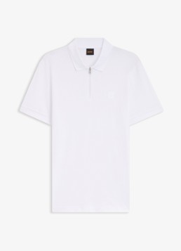 BOSS Heren Slim-fit polo van stretchkatoen met logopatch in de kleur White-100 / Wit