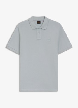 BOSS Heren Slim-fit polo van stretchkatoen met logopatch in de kleur Open Grey-084 / Grijs