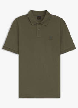 BOSS Heren Slim-fit polo van stretchkatoen met logopatch in de kleur Mosgroen